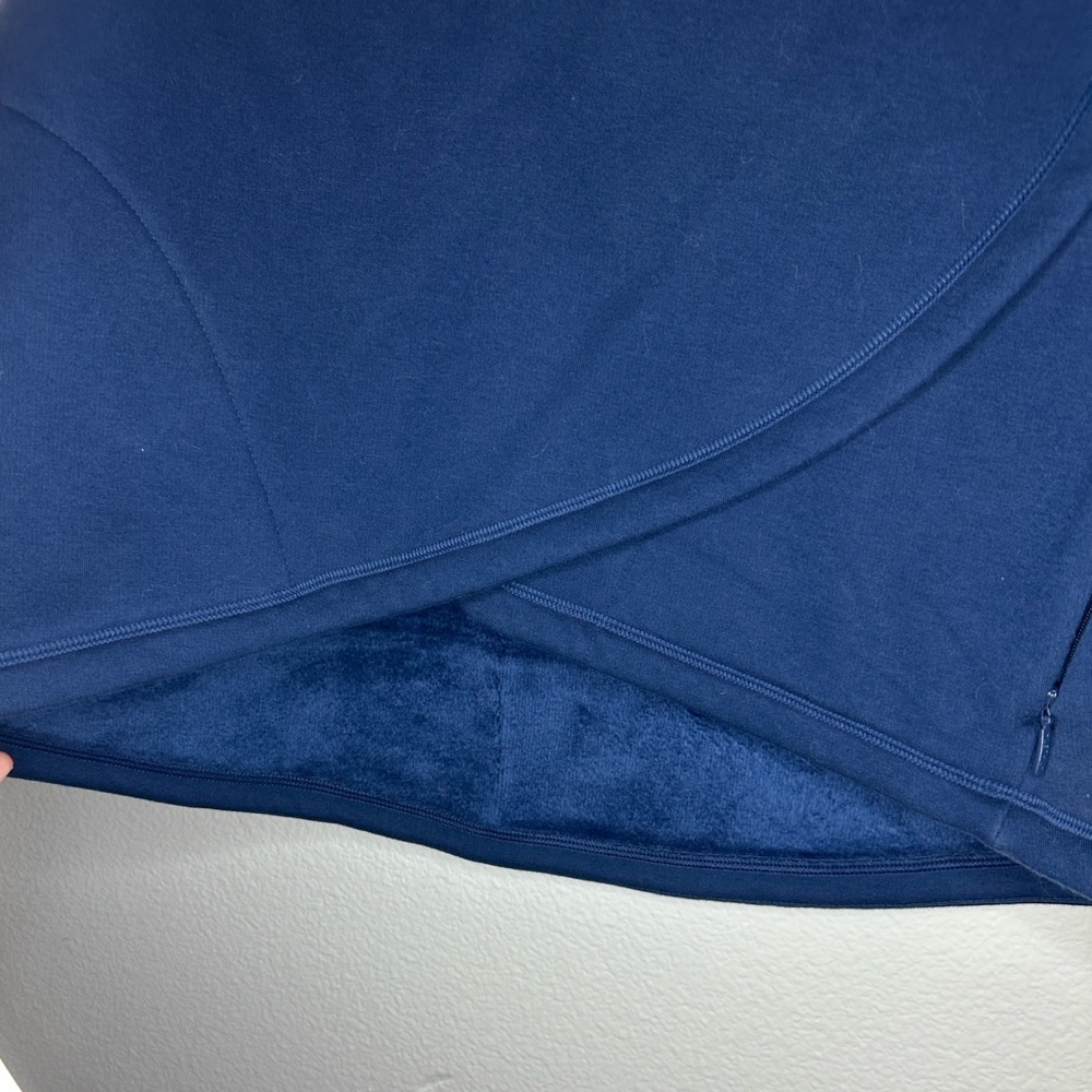 Athleta Cozy Karma Asym Pullover is a deep navy blue sweatshirt, fleece, Large - Picture 4 of 8